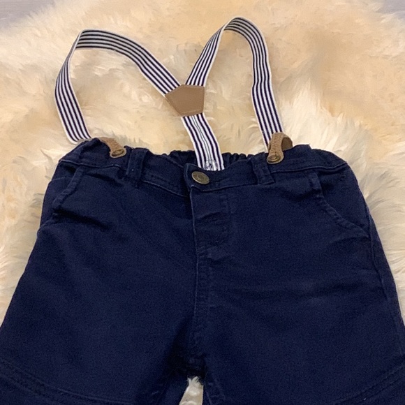 H&M Navy Blue Dress Pants in Size 2-3T with Attached Suspenders - Picture 2 of 5